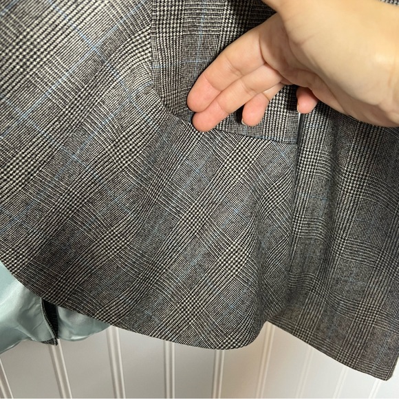 Banana Republic Wool Blazer Brown Houndstooth Bias Plaid Peplum Size 6 - Picture 8 of 16